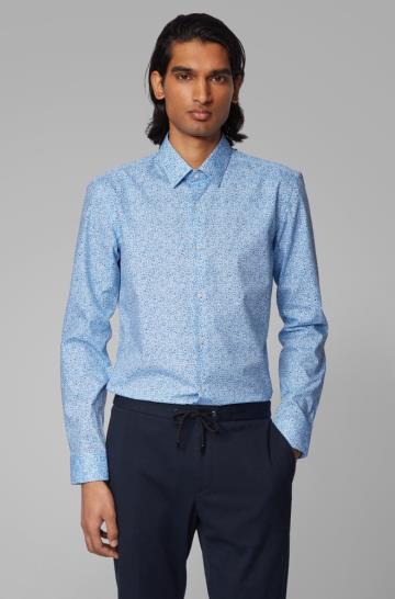 Koszula BOSS Slim Fit Niebieskie Męskie (Pl64489)